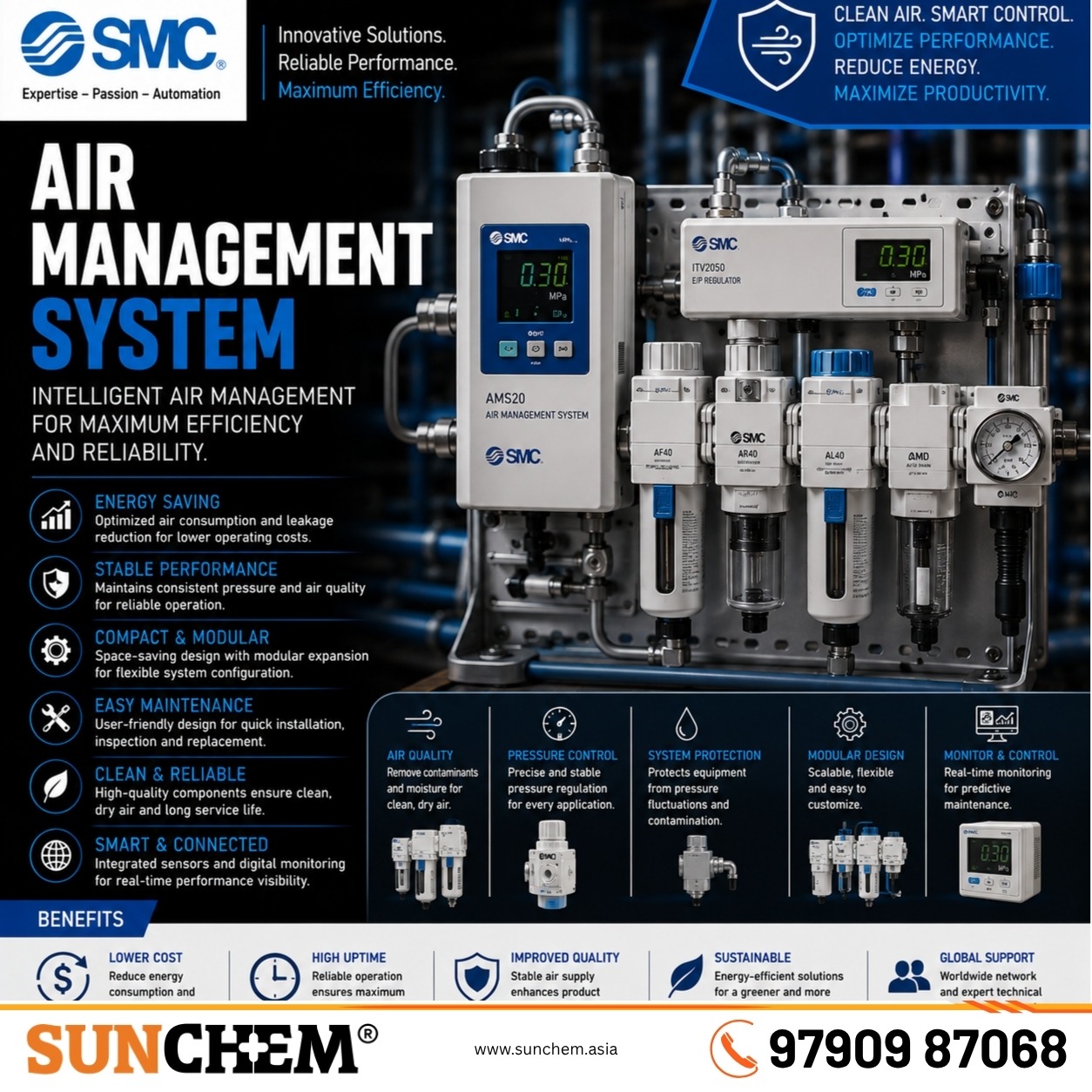 Air Management System – Sunchem Marketing authorized dealer and distributor of SMC Air Management Systems in Chennai