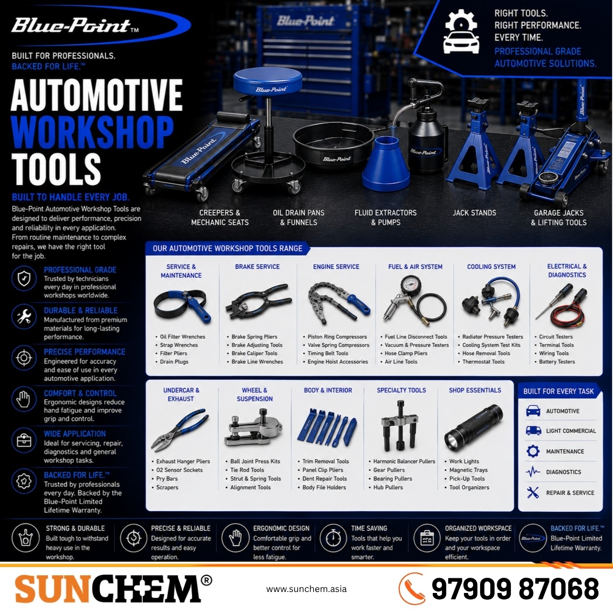 Automotive Workshop Tools – Sunchem Marketing authorized dealer and distributor of automotive workshop tools in Chennai