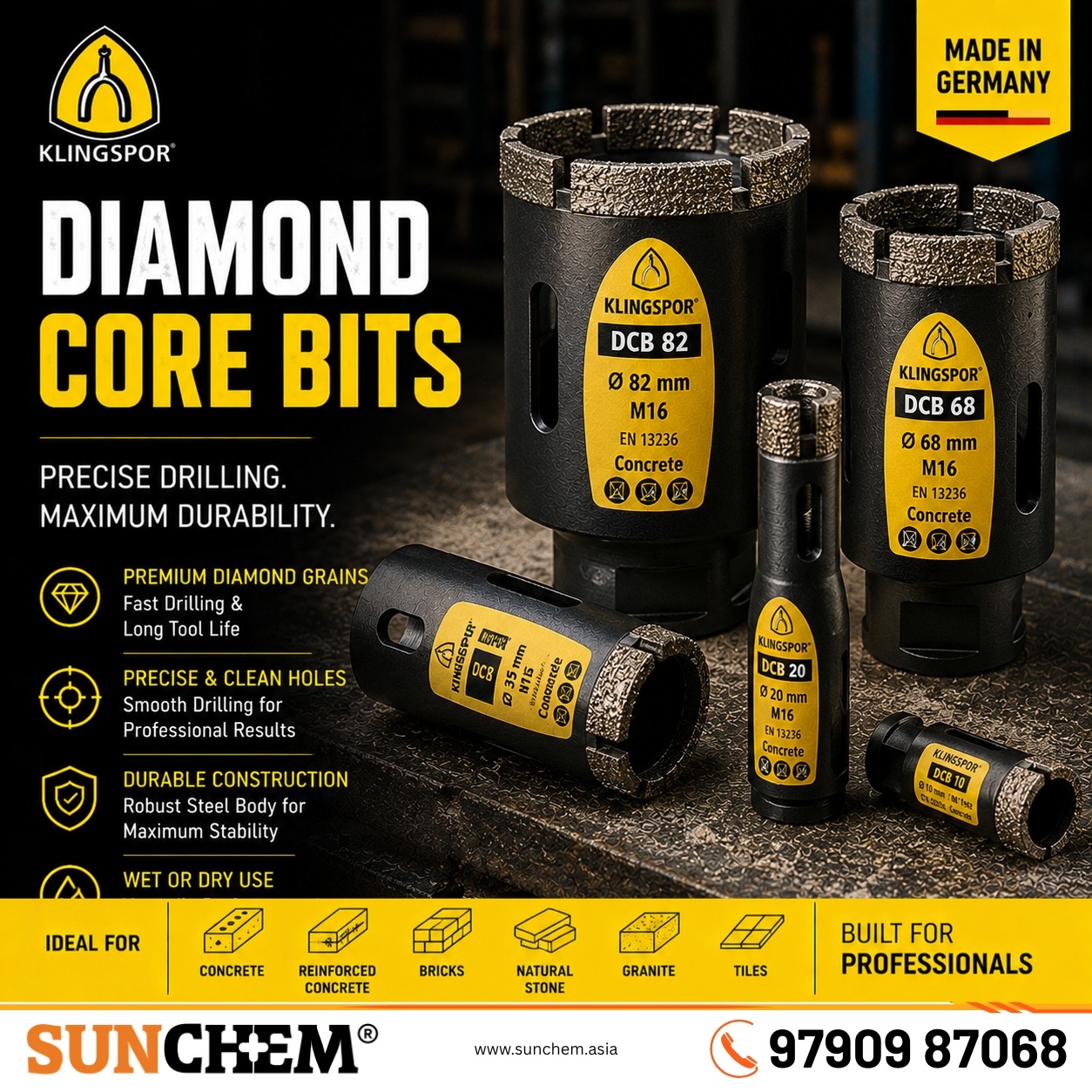 Diamond Core Bits – Sunchem Marketing authorized dealer and distributor of industrial diamond core bits in Chenna