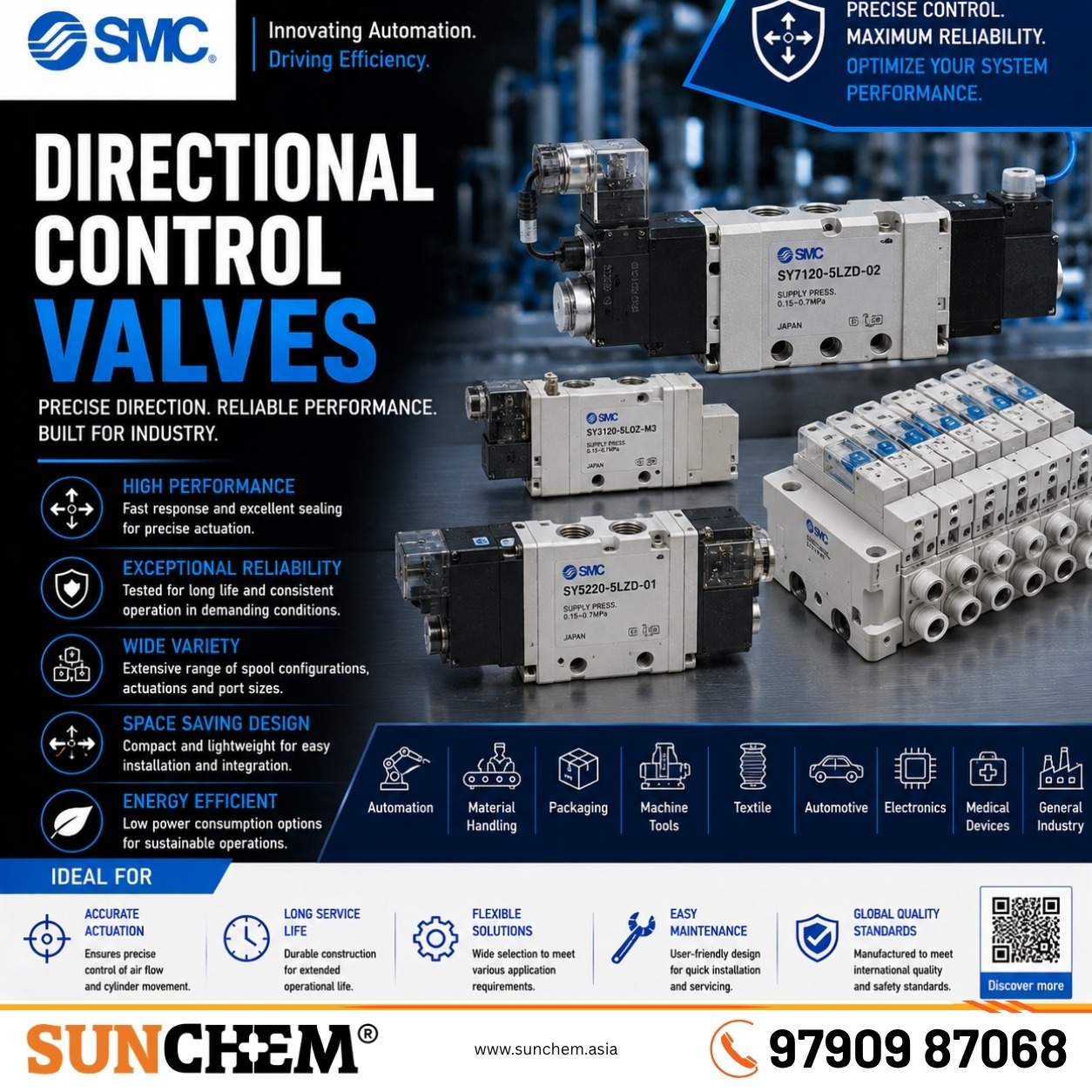 Directional Control Valves – Sunchem Marketing authorized dealer and distributor of SMC directional control valves in Chennai