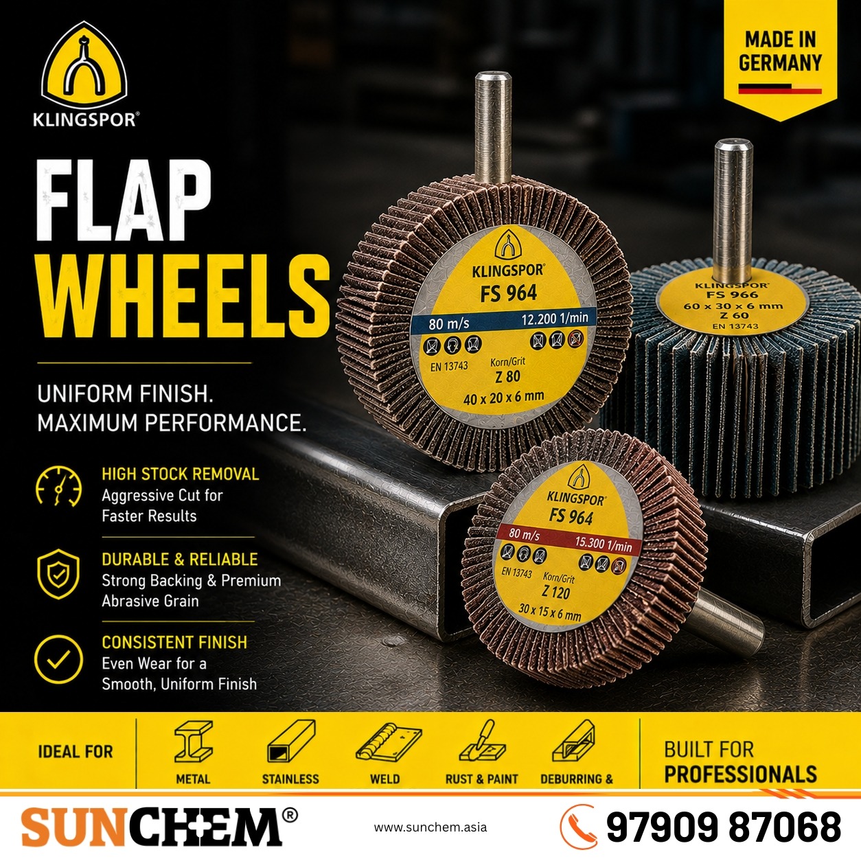 Flap Wheels – Sunchem Marketing authorized dealer and distributor of flap wheels in Chennai