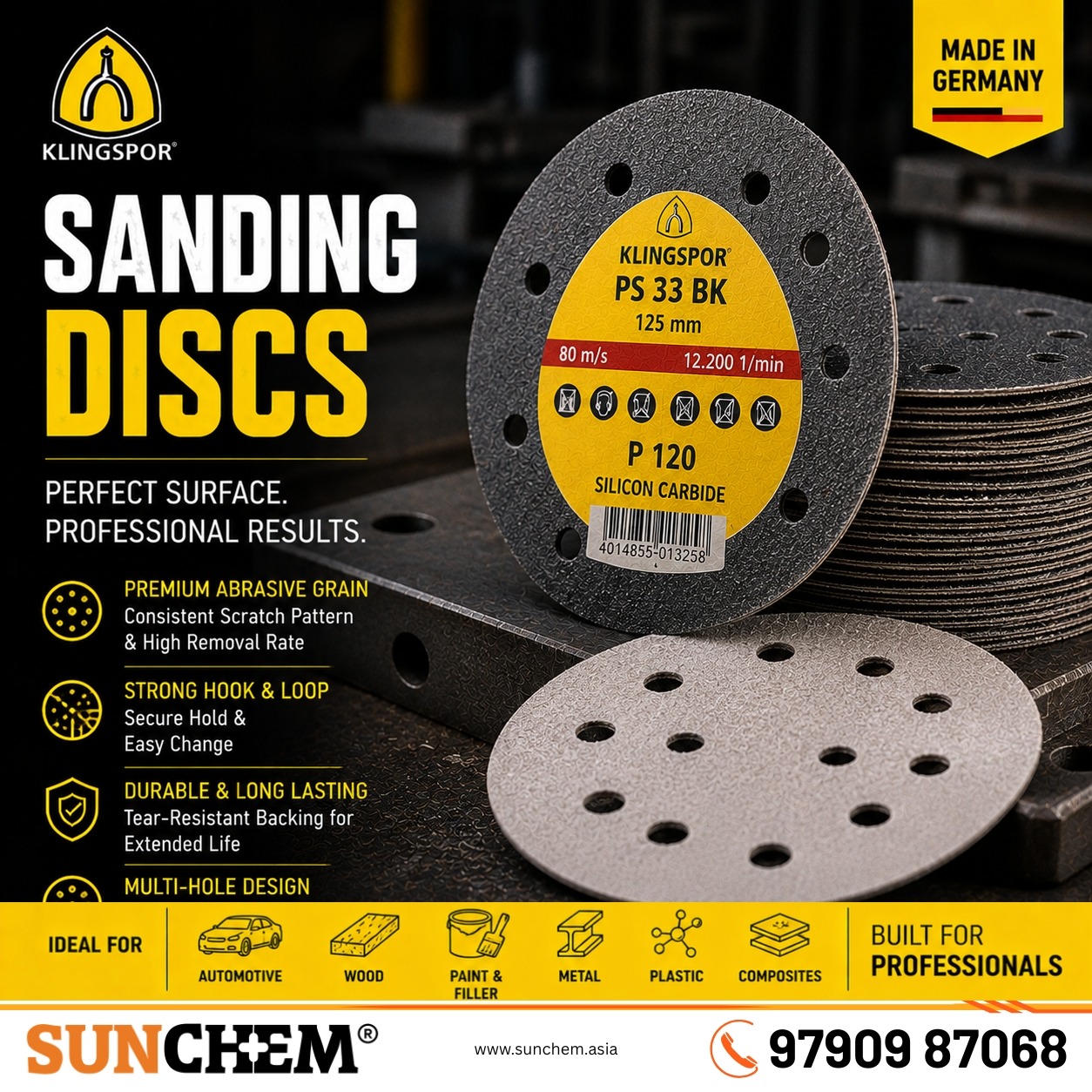 Klingspor Grinding discs – Sunchem Marketing authorized dealer and distributor of Klingspor grinding discs in Chennai