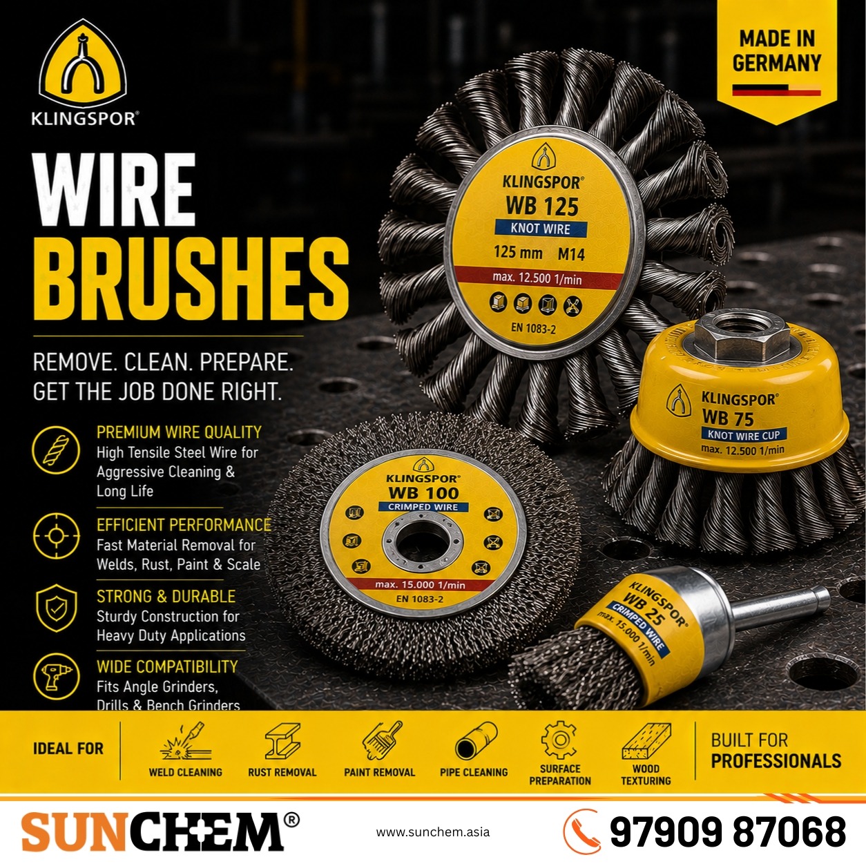 Klingspor Wire – Sunchem Marketing authorized dealer and distributor of Klingspor wire brush products in Chennai