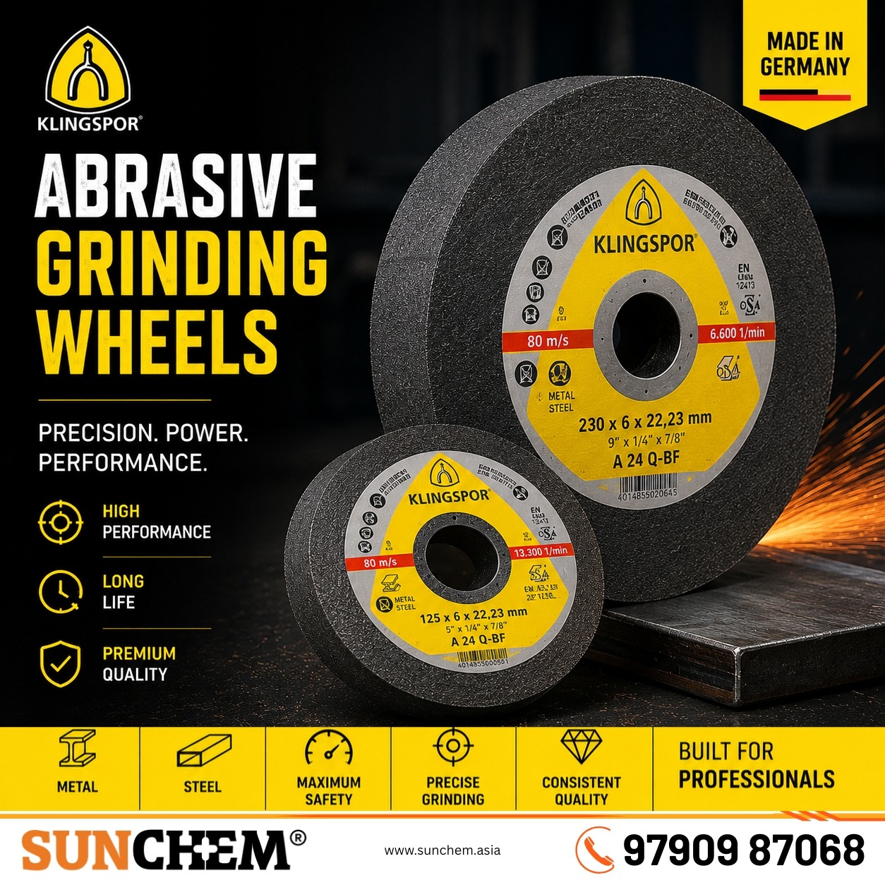 Klingspor abrasive Grinding wheels – Sunchem Marketing authorized dealer and distributor of Klingspor grinding wheels in Chennai