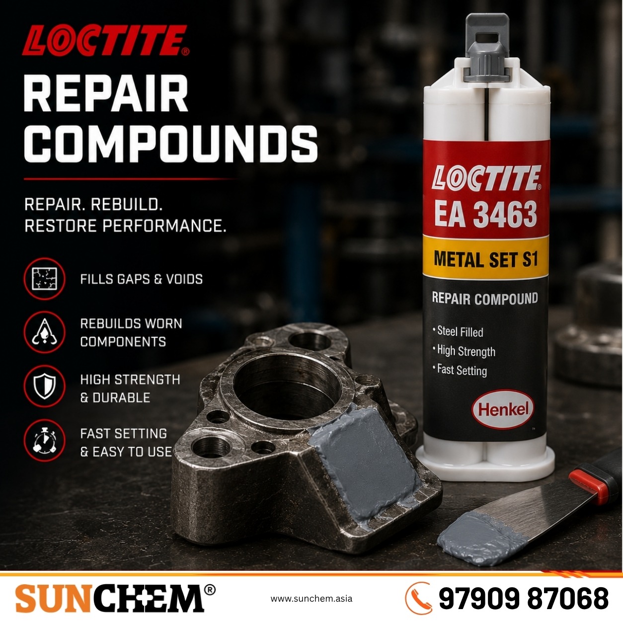 LOCTITE® Repair Compounds – Sunchem Marketing authorized dealer and distributor of LOCTITE repair compounds in Chennai