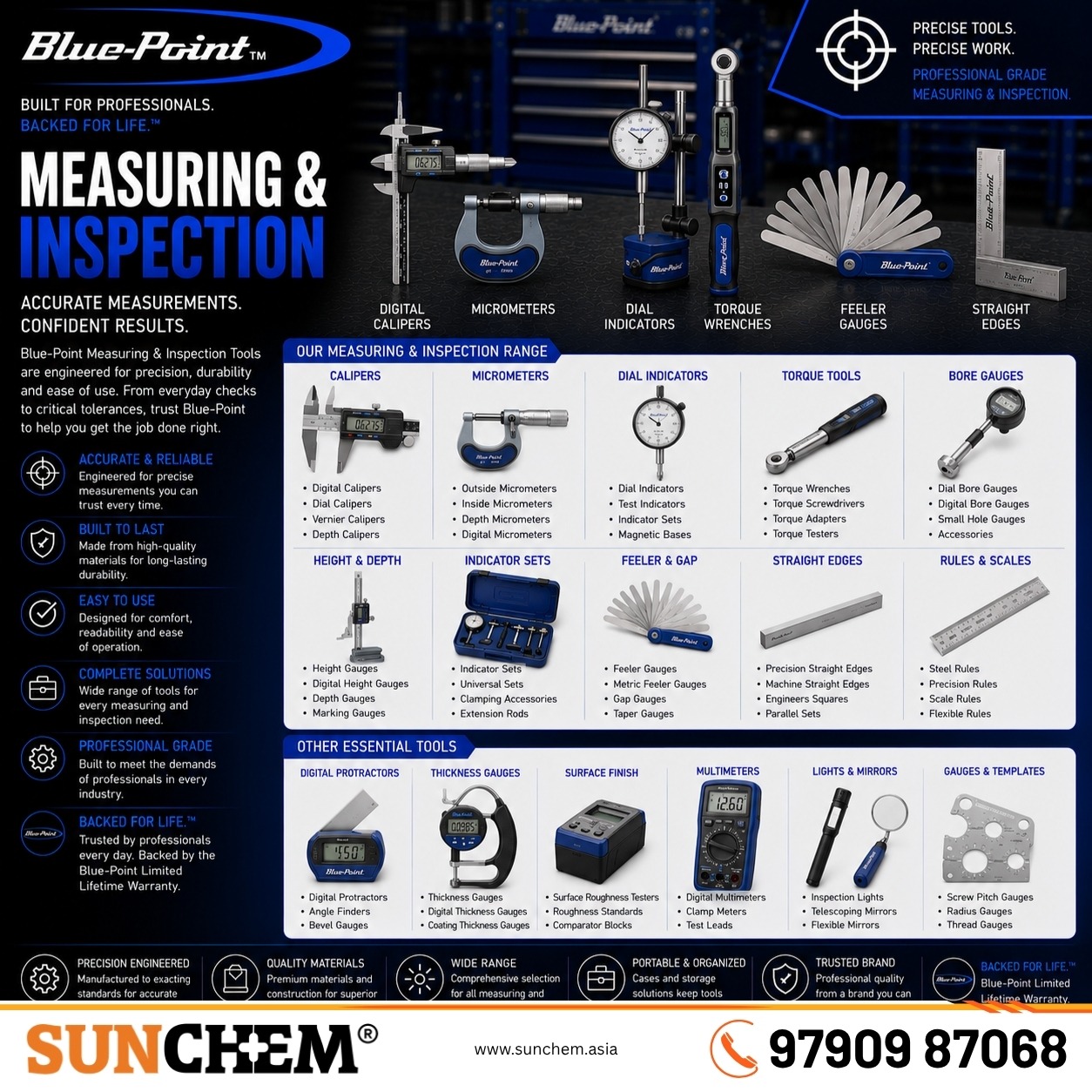 Measuring & Inspection – Sunchem Marketing authorized dealer and distributor of measuring and inspection tools in Chennai