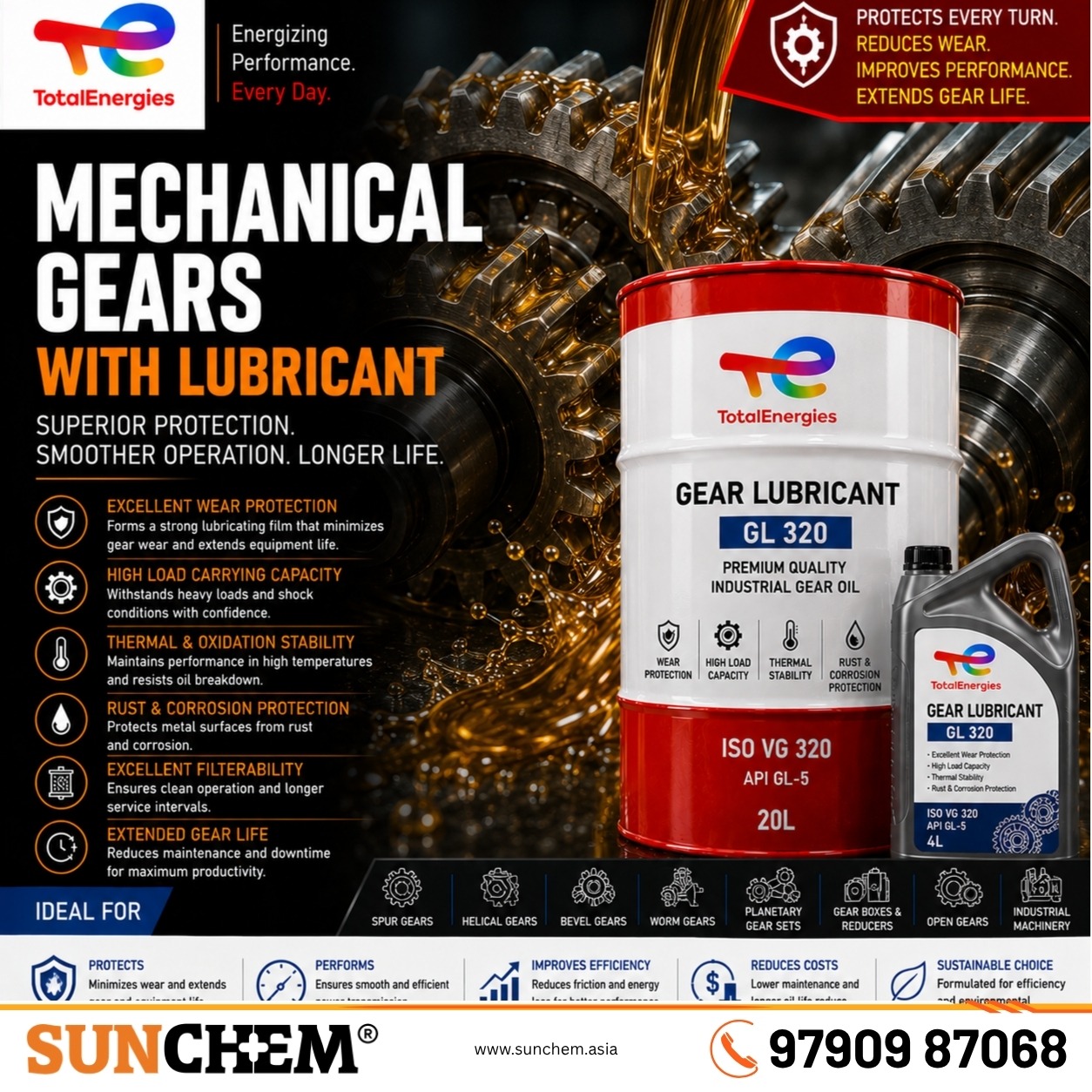 Mechanical gears with lubricant – Spada Engineering authorized dealer and distributor of industrial gear lubricants in Chennai