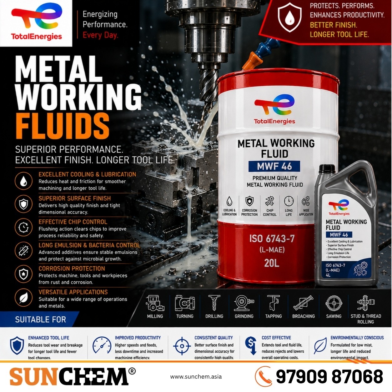 Metal Working Fluids – Spada Engineering authorized dealer and distributor of TotalEnergies metal working fluids in Chennai