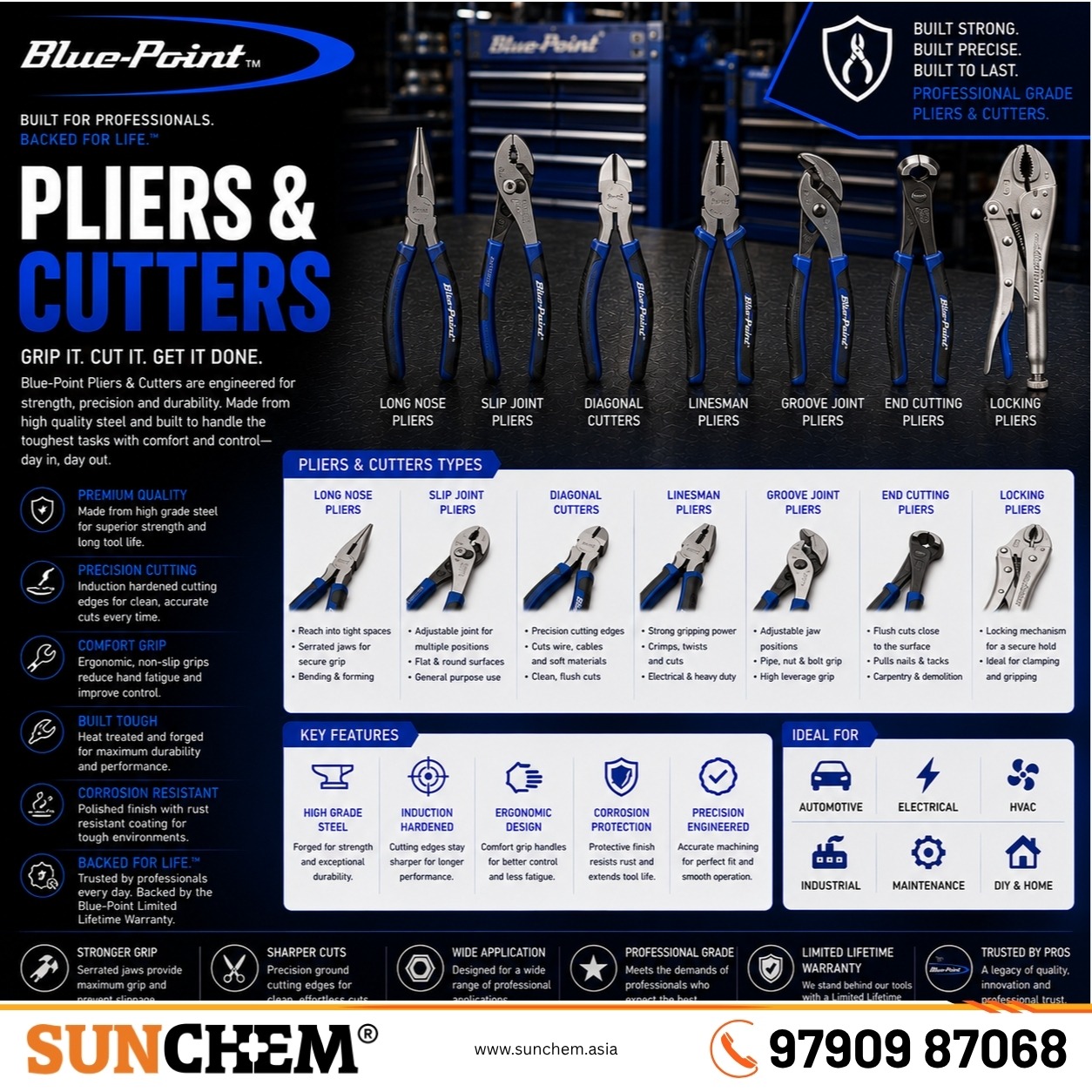 Pliers & Cutters – Sunchem Marketing authorized dealer and distributor of industrial pliers and cutters in Chennai