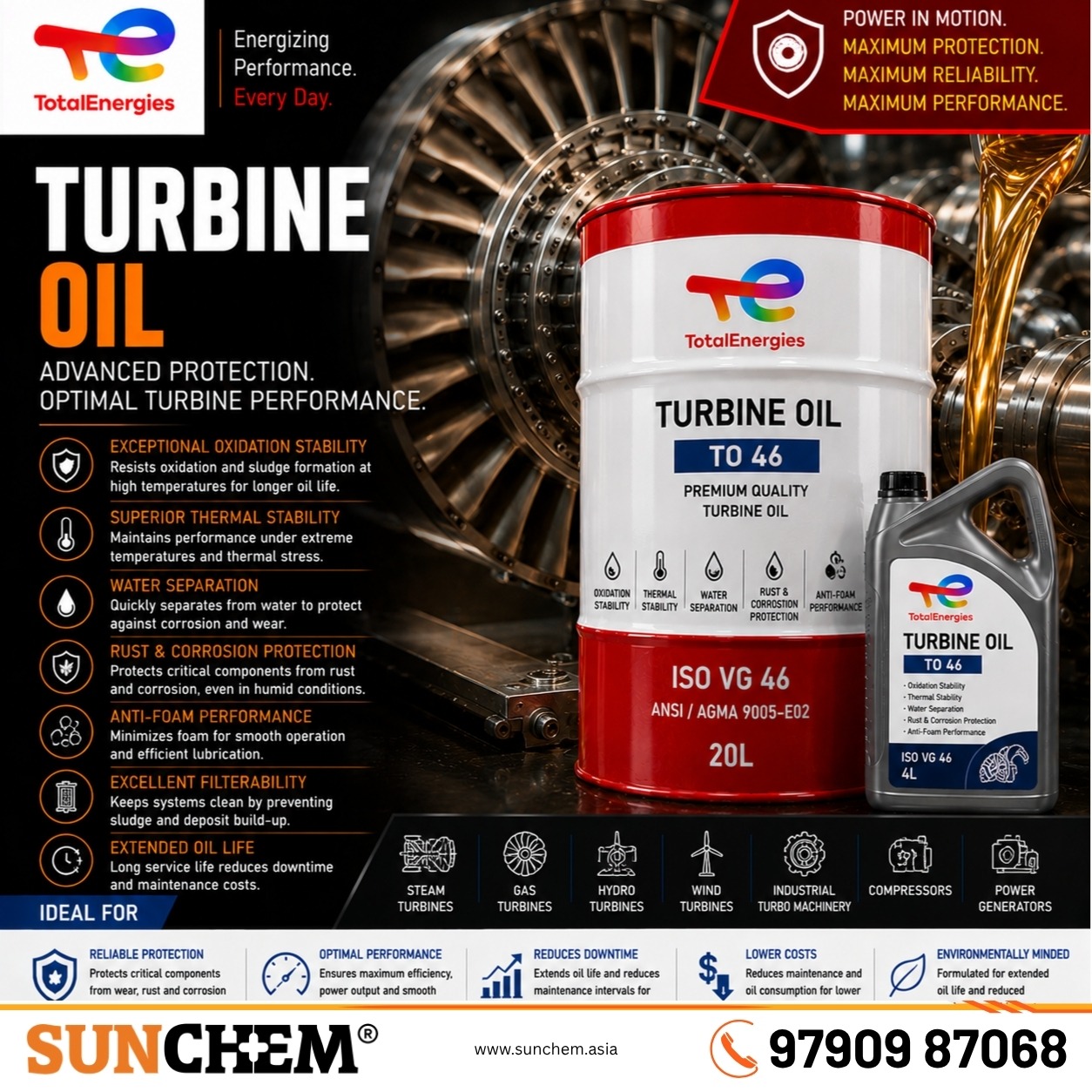 Turbine Oil – Spada Engineering authorized dealer and distributor of TotalEnergies turbine oils in Chennai